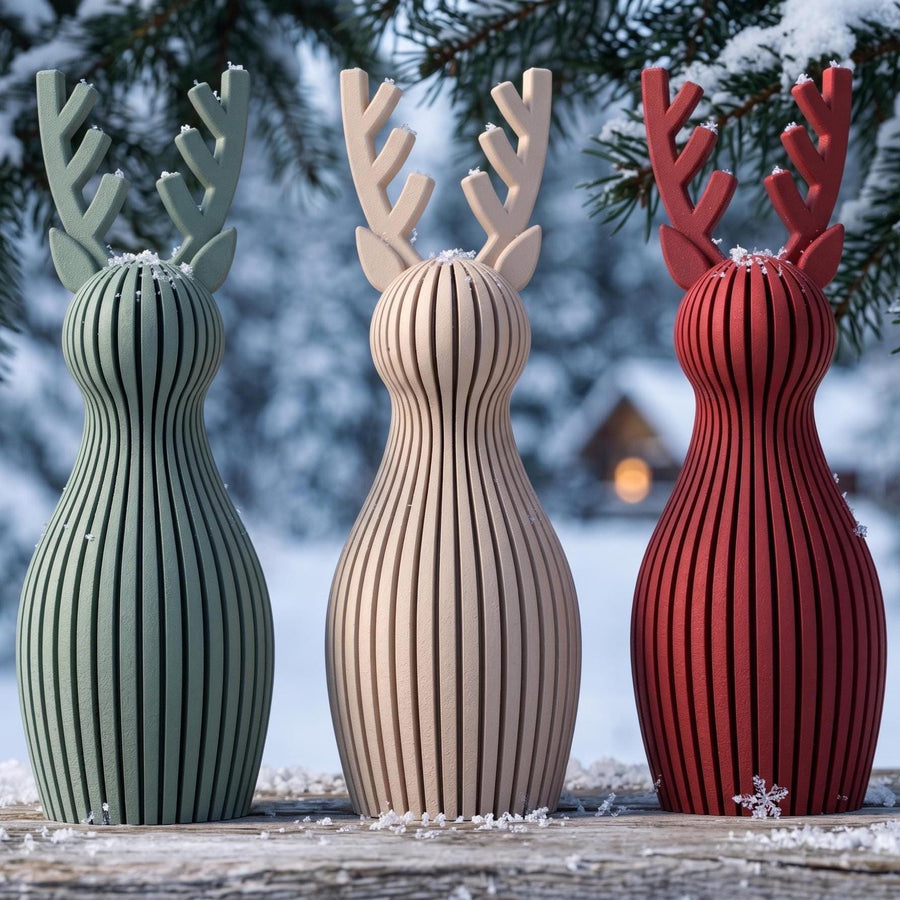 Weihnachts-Rentier 3D-gedruckte Figur mit Rillendesign